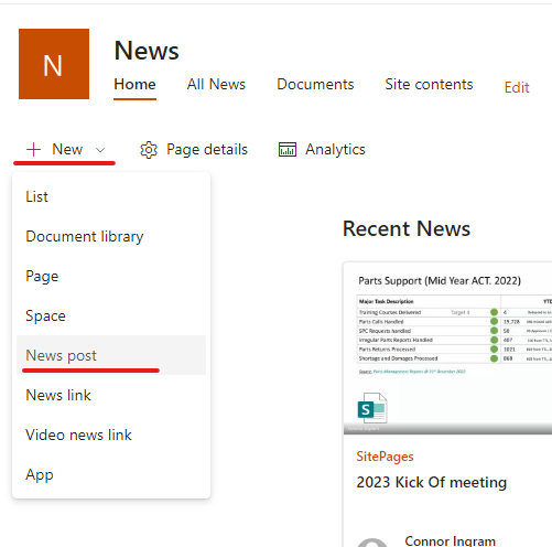 Intranet | Creating News posts to display in News showcase – Kubota
