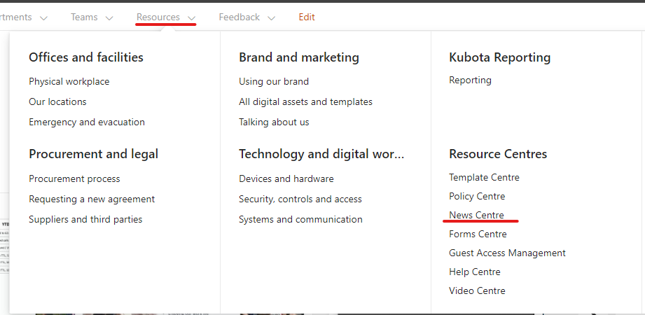Intranet | Creating News posts to display in News showcase – Kubota